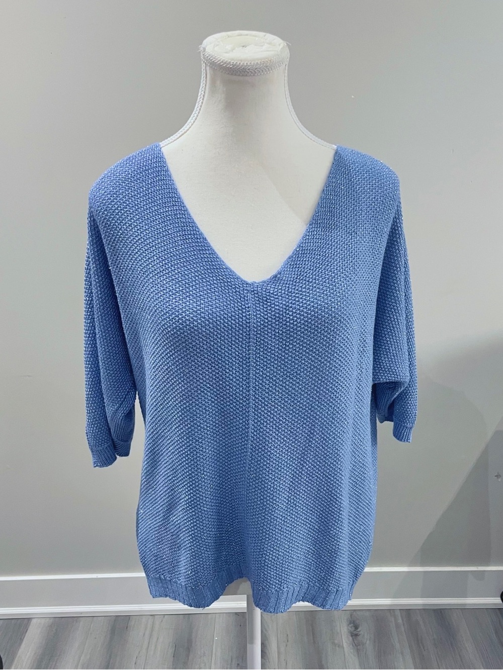 Vicbee Cozy Light Blue Sparkle Crewneck Sweater